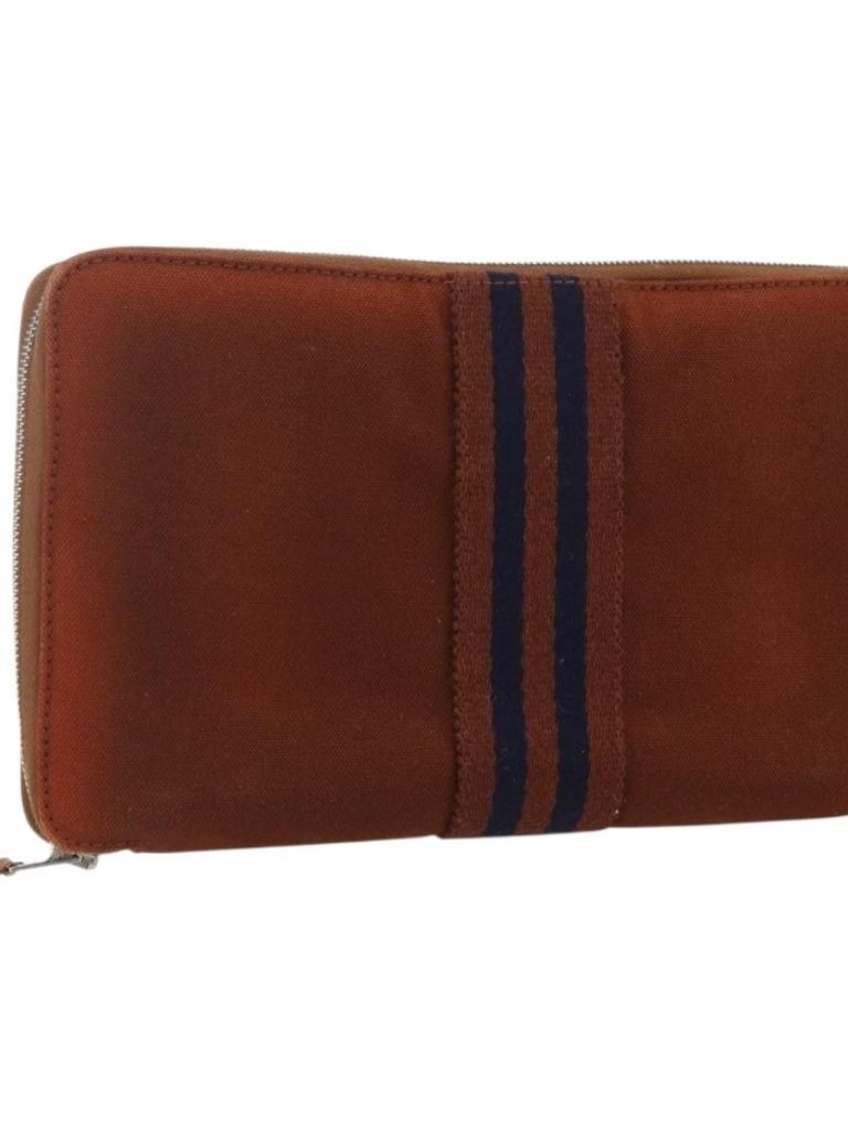 Hermes Fourre Tout Perth Gm Long Wallet Canvas Brown Auth Ti3699